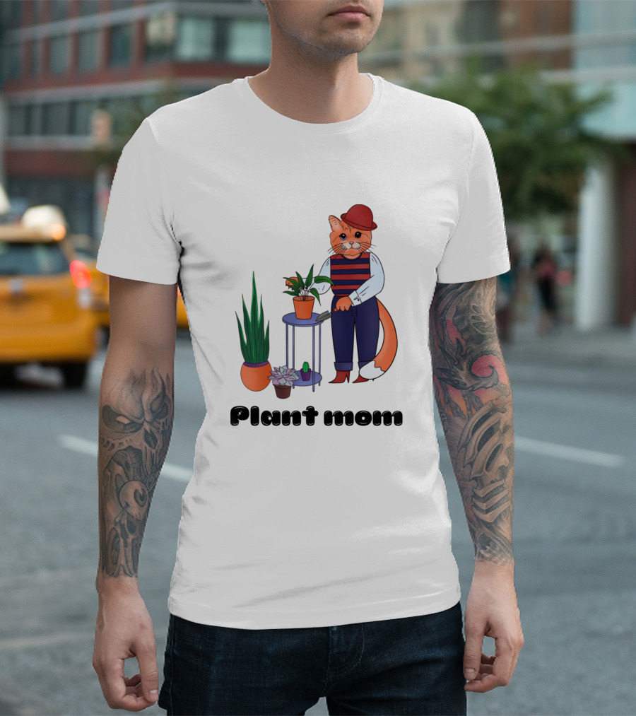 Plant Mom Cat With Plants And Pots T-Shirt