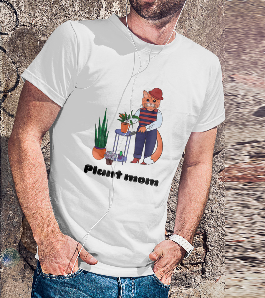Plant Mom Cat With Plants And Pots T-Shirt