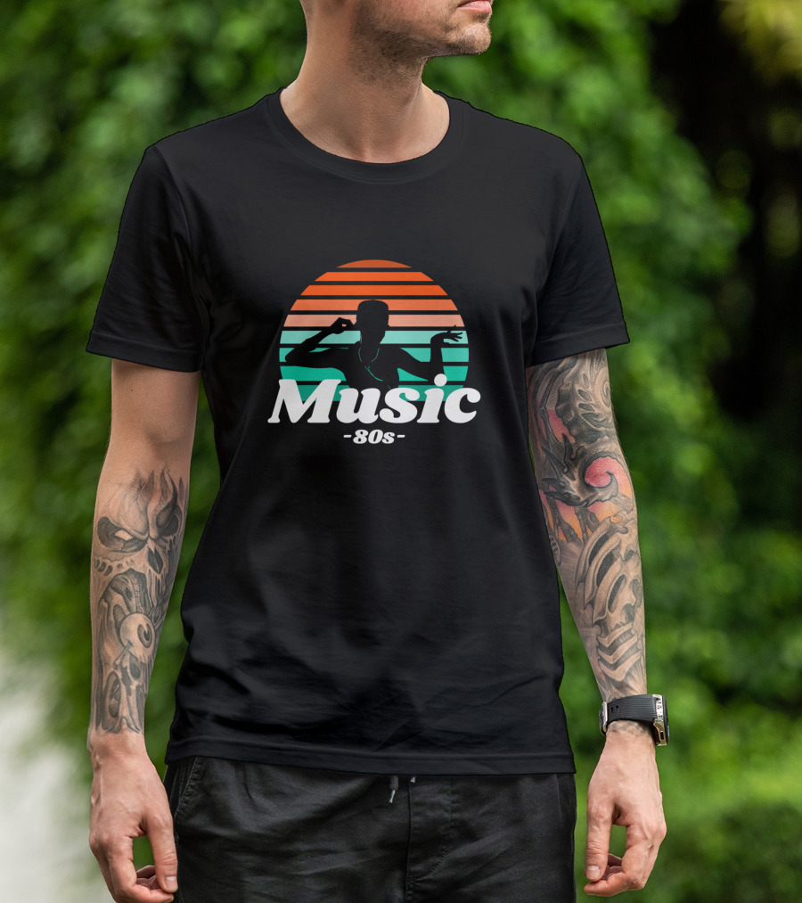 80s Retro Music Silhouette Sunset T-Shirt
