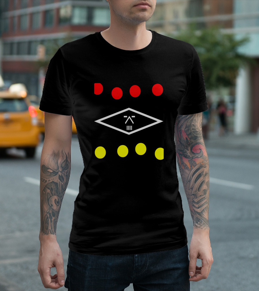Robotron Retro Icon Face with Red and Yellow Circles T-Shirt