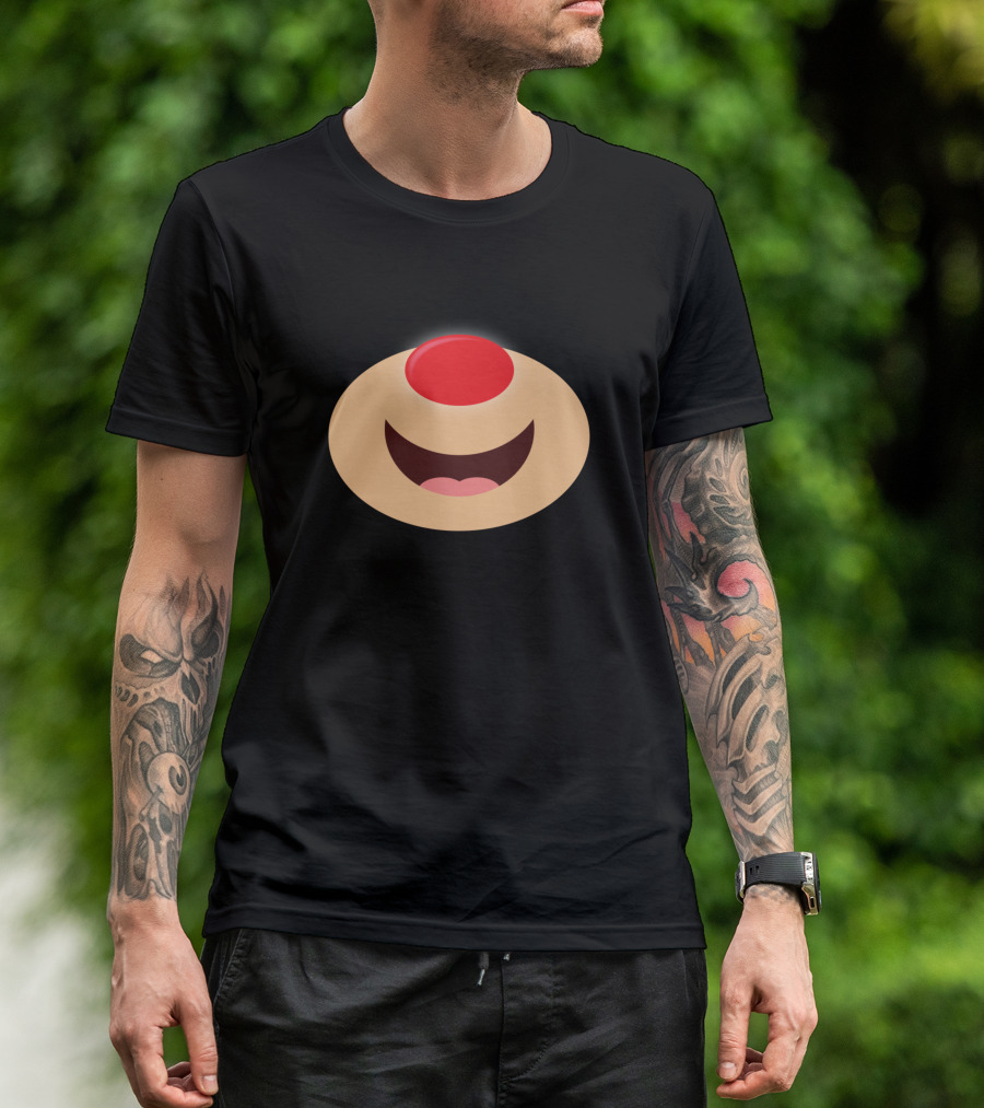 Rudolph Red-Nosed Reindeer Holiday Christmas Face Mask Nose And Smile T-Shirt
