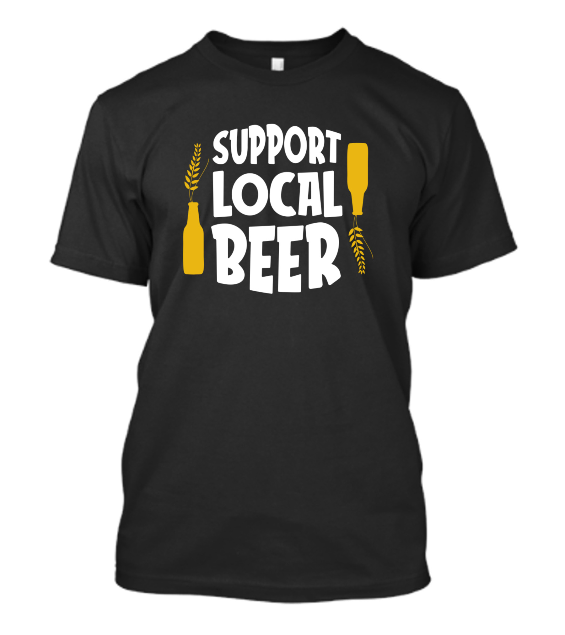 Support Local Beer With Yellow Bottle And Wheat Graphics T-Shirt