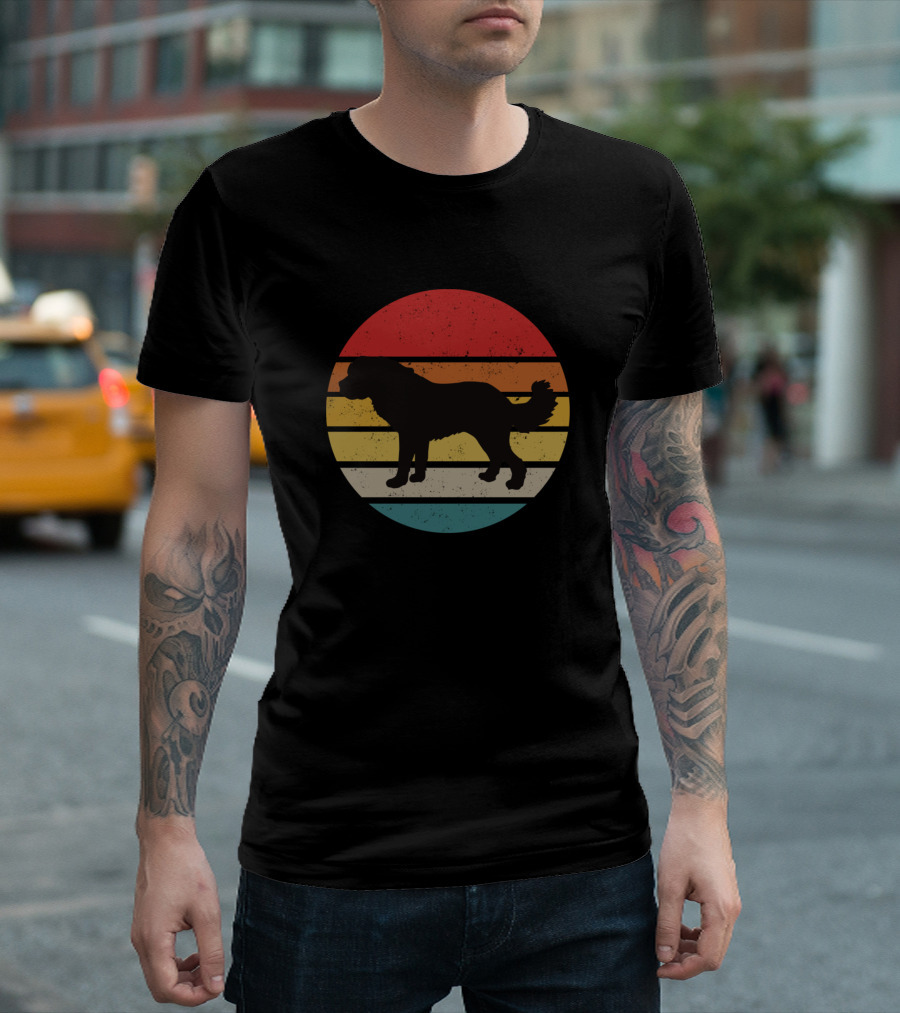 Vintage St Bernard Retro Silhouette Stripes T-Shirt