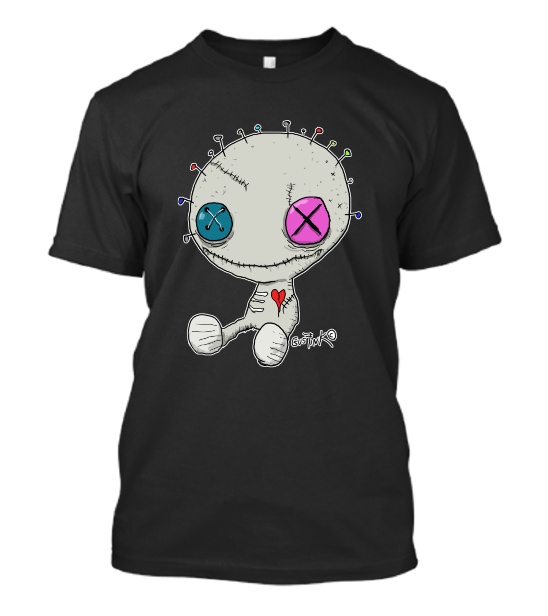 Gustavo Voodoo Doll Pastel Button Eyes Heart T-Shirt