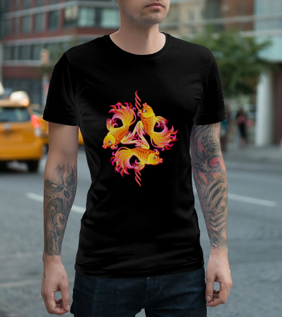 Three Colorful Fishes Swimming Together T-Shirt