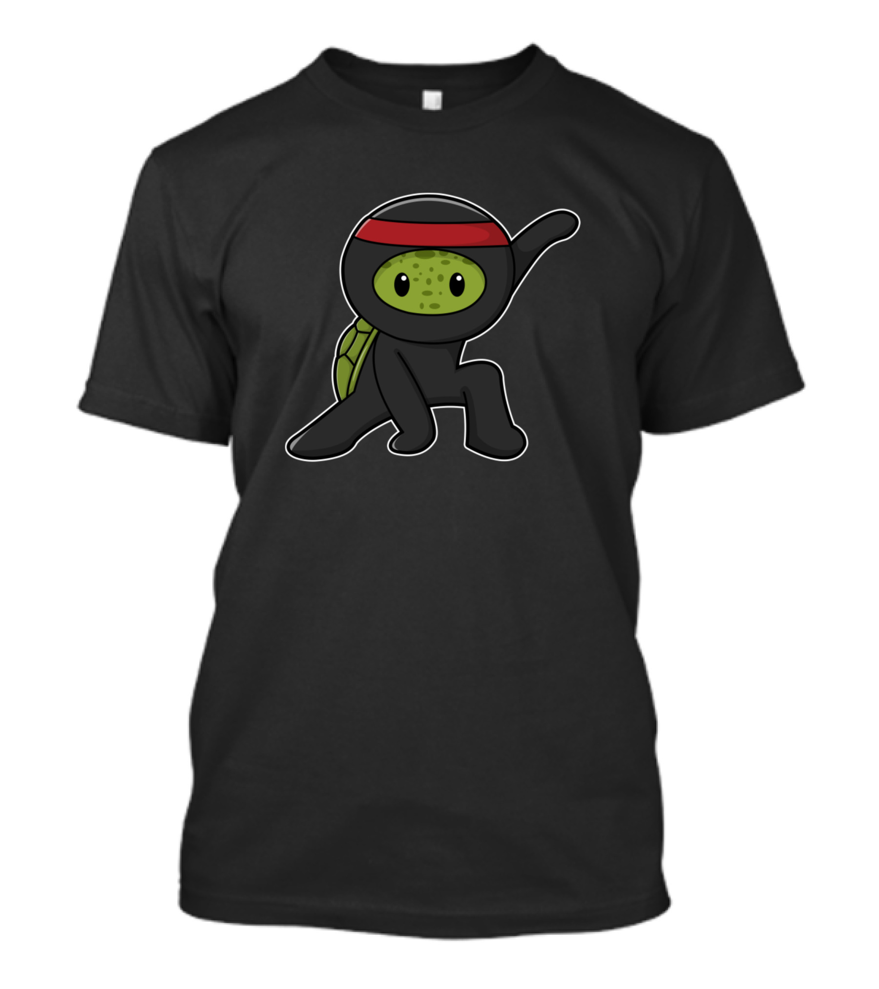 Cute Turtle With Shell In Ninja Outfit With Red Headband T-Shirt