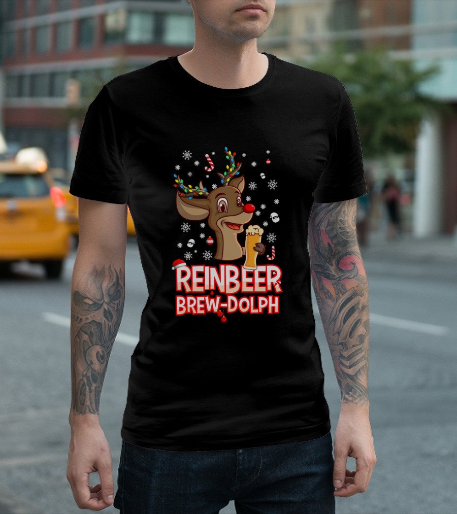 Reindeer Reinbeer Brew-Dolph Funny Christmas Beer T-Shirt