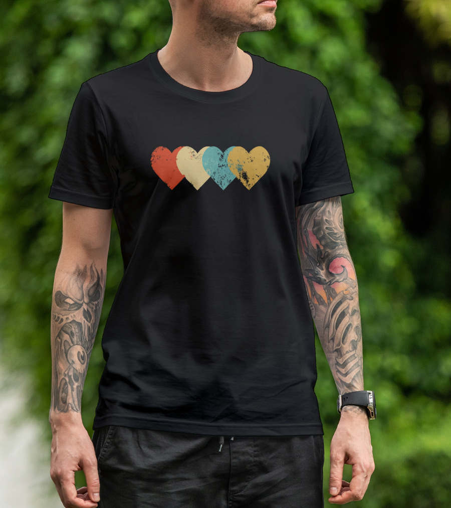 Cool Retro Valentines Day Vintage Hearts T-Shirt