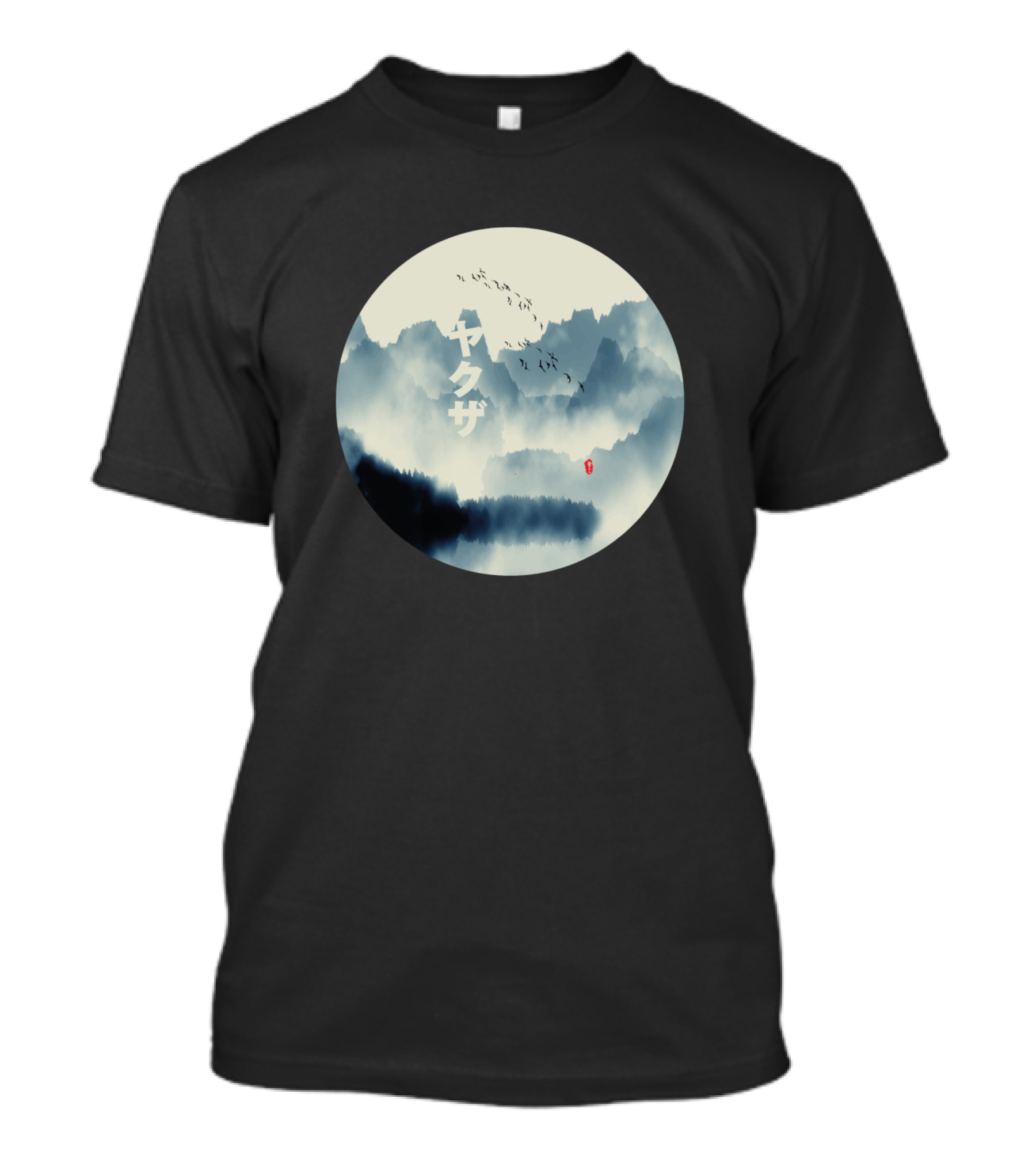 Retro Japanese Yakuza Mountain Circle Scene T-Shirt