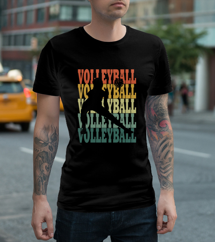 Volleyball Player Silhouette with Retro Volleyball Text T-Shirt