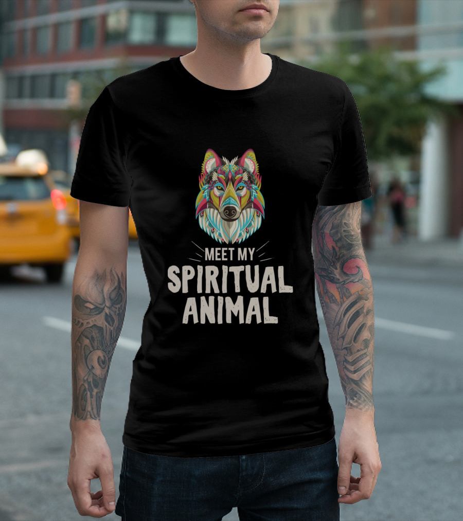 Meet My Spiritual Animal Wolf Vibrant T-Shirt