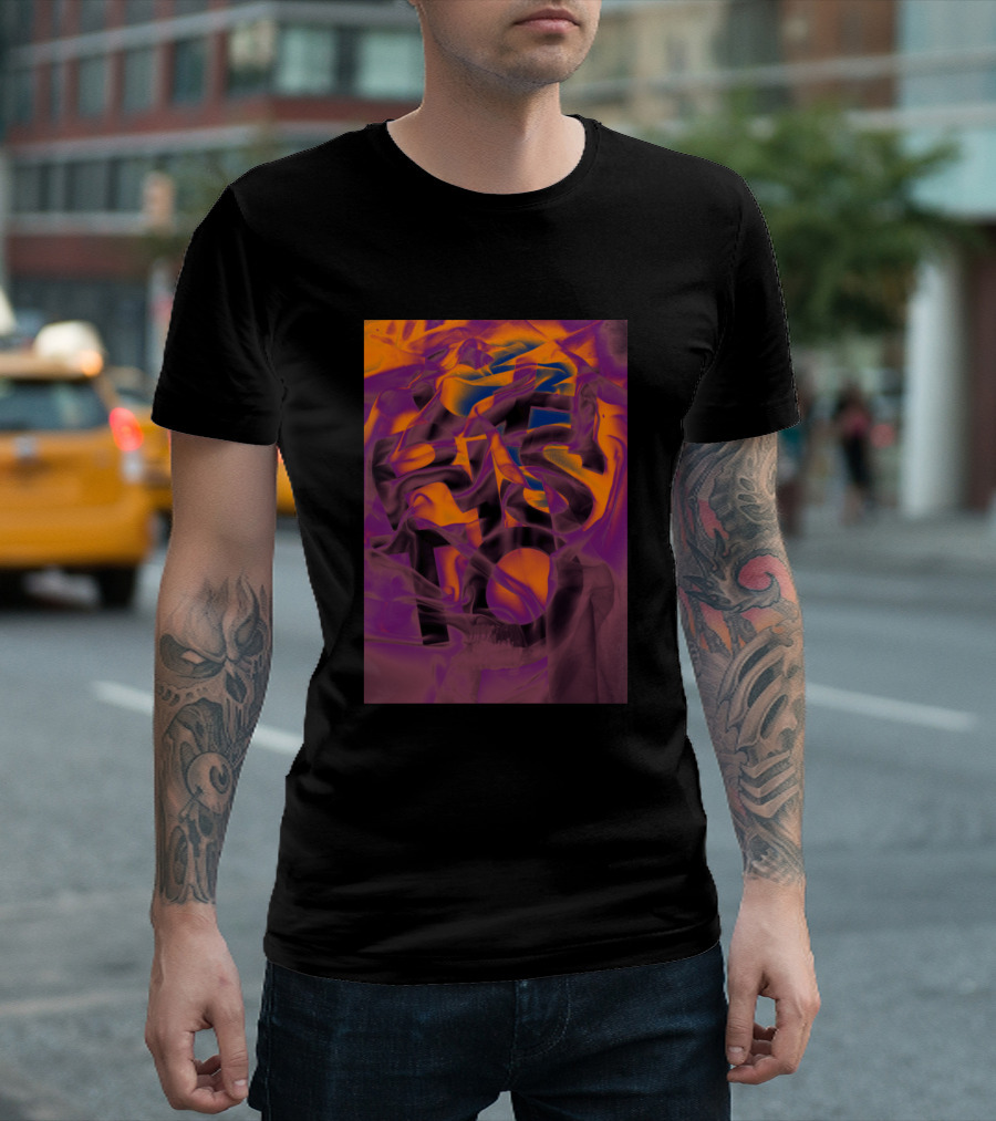 3D Grunge Style Lettering Creativity Text Arts Quo Vivid Purple Orange Abstract T-Shirt