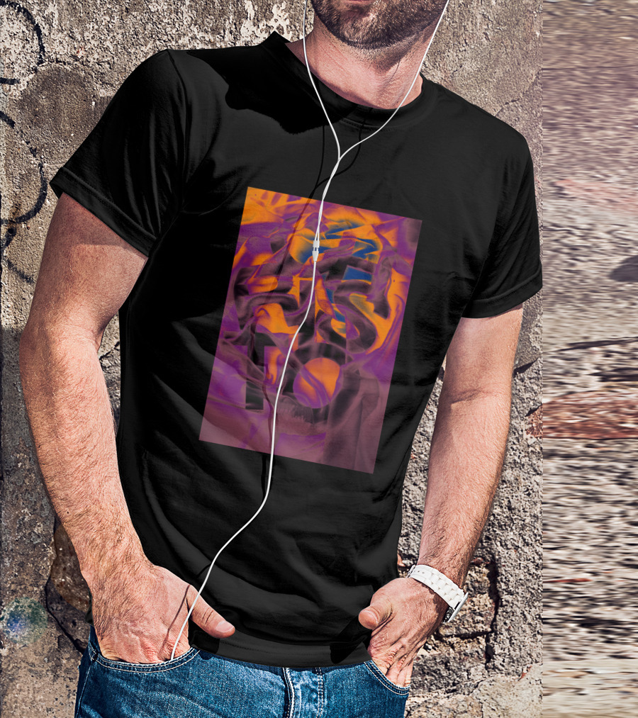 3D Grunge Style Lettering Creativity Text Arts Quo Vivid Purple Orange Abstract T-Shirt