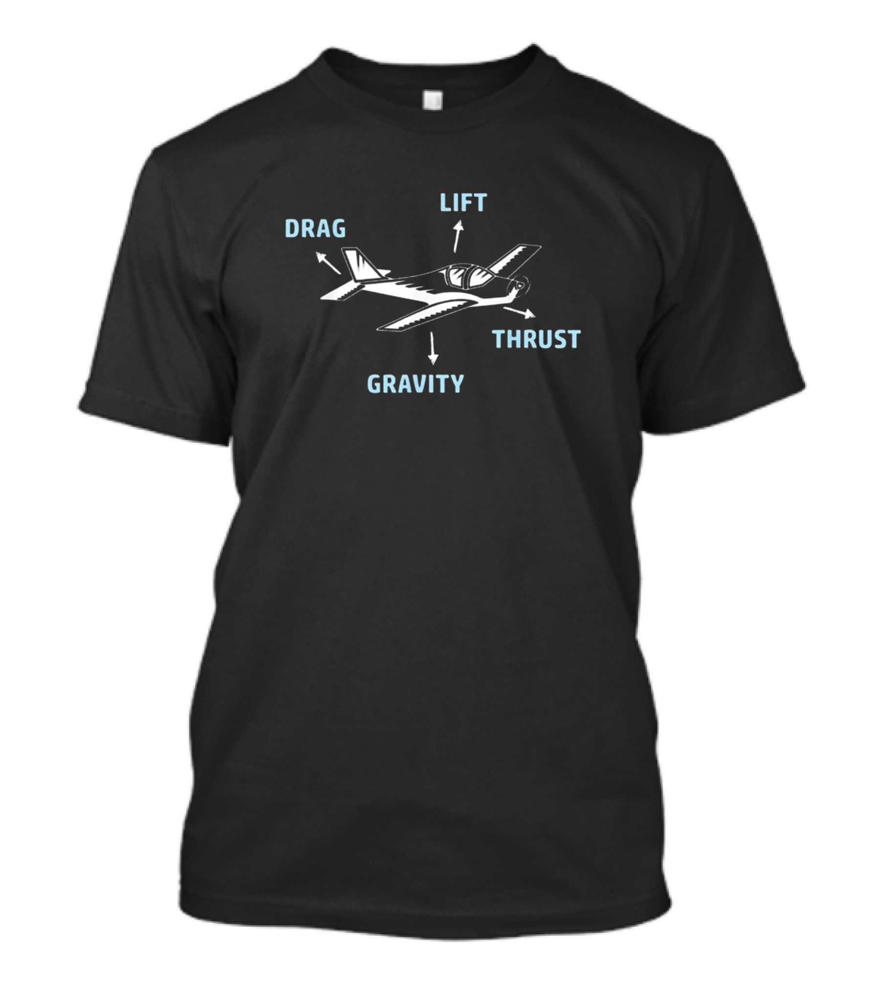 Airplane Pilot Forces Lift Drag Thrust Gravity Diagram T-Shirt