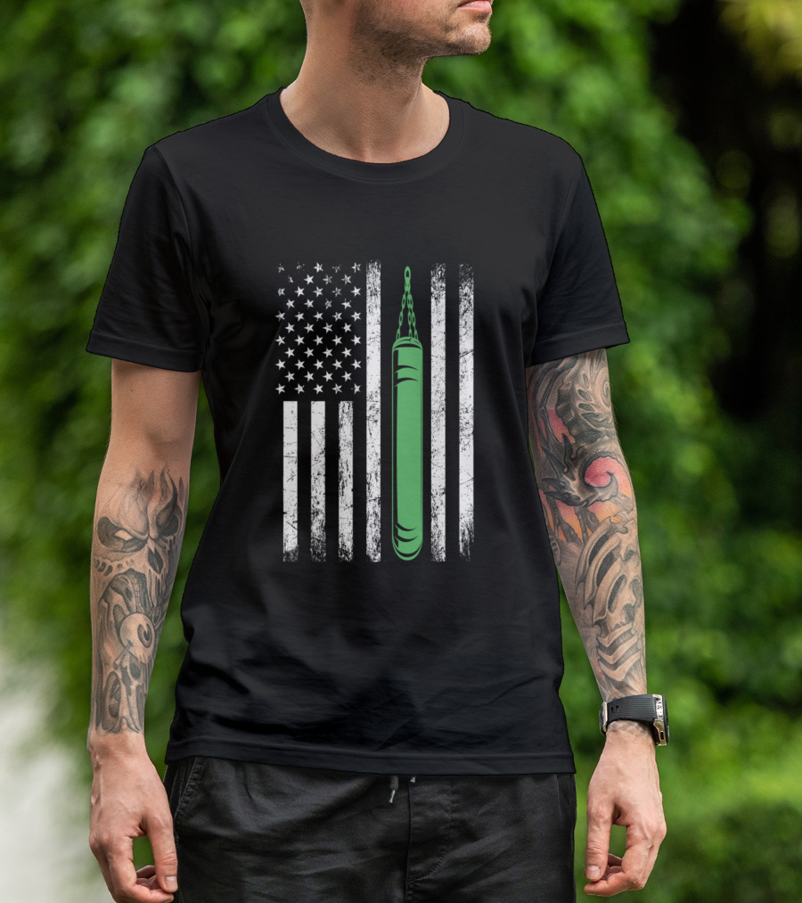 American Flag Boxing Vintage Punching Bag Retro USA Flag T-Shirt