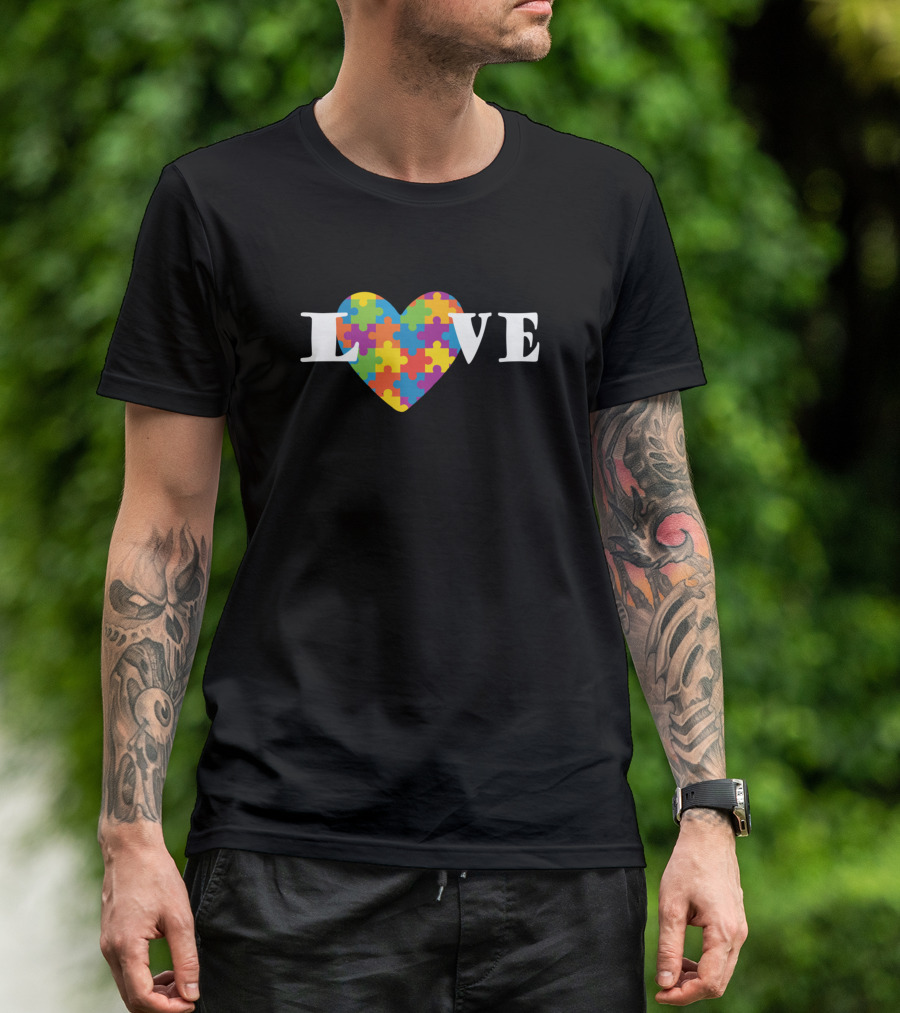 Autism Awareness Love Heart Puzzle T-Shirt