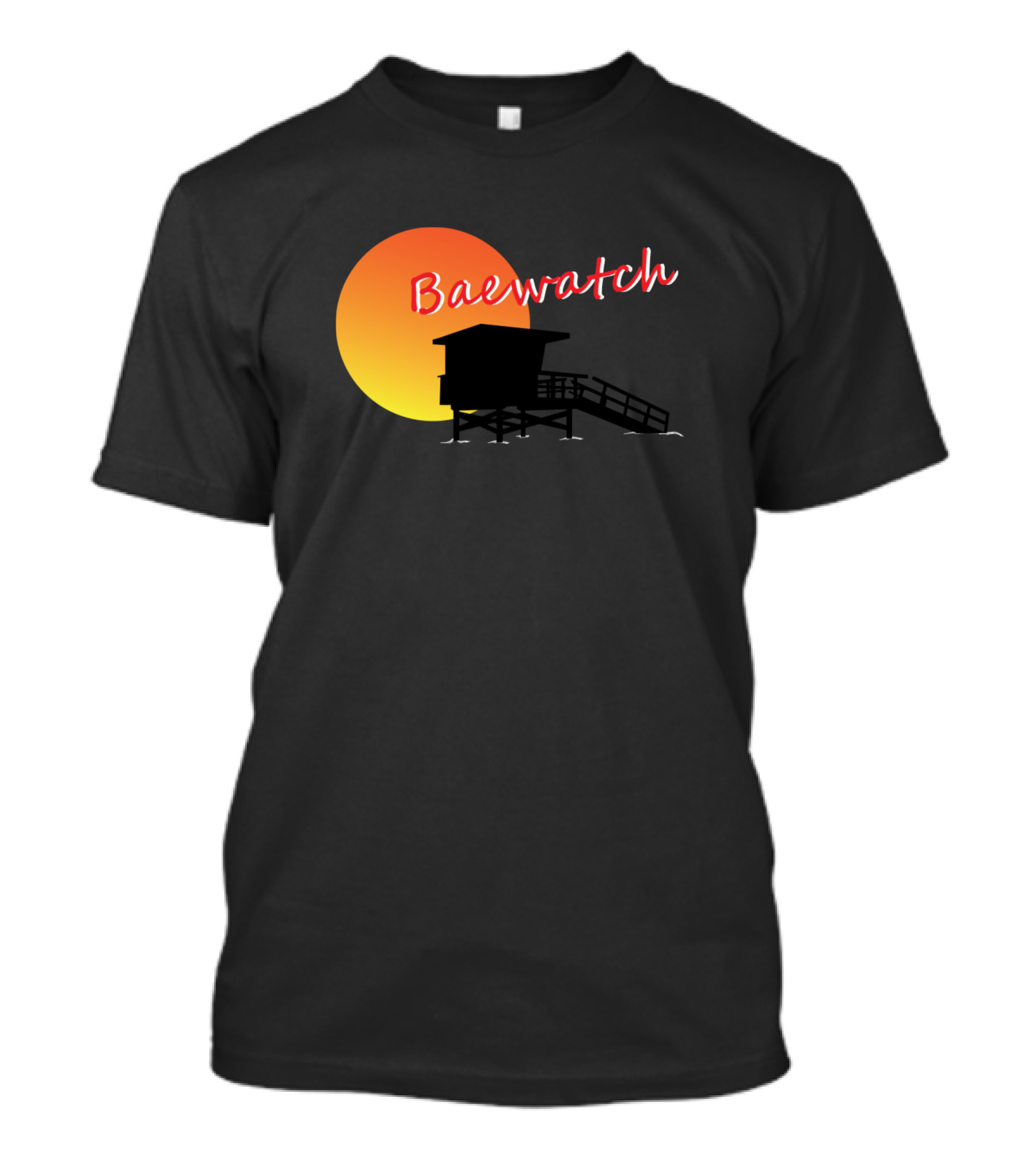 Baewatch Silhouette With Sunset Background T-Shirt