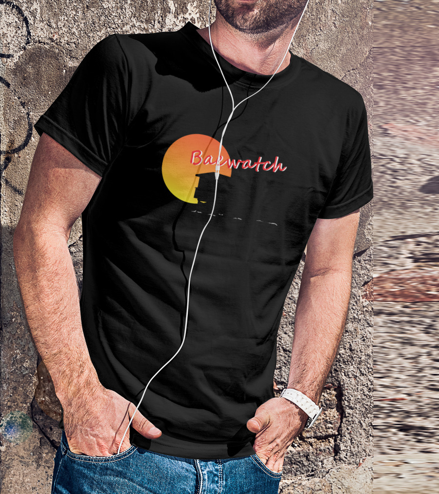 Baewatch Silhouette With Sunset Background T-Shirt