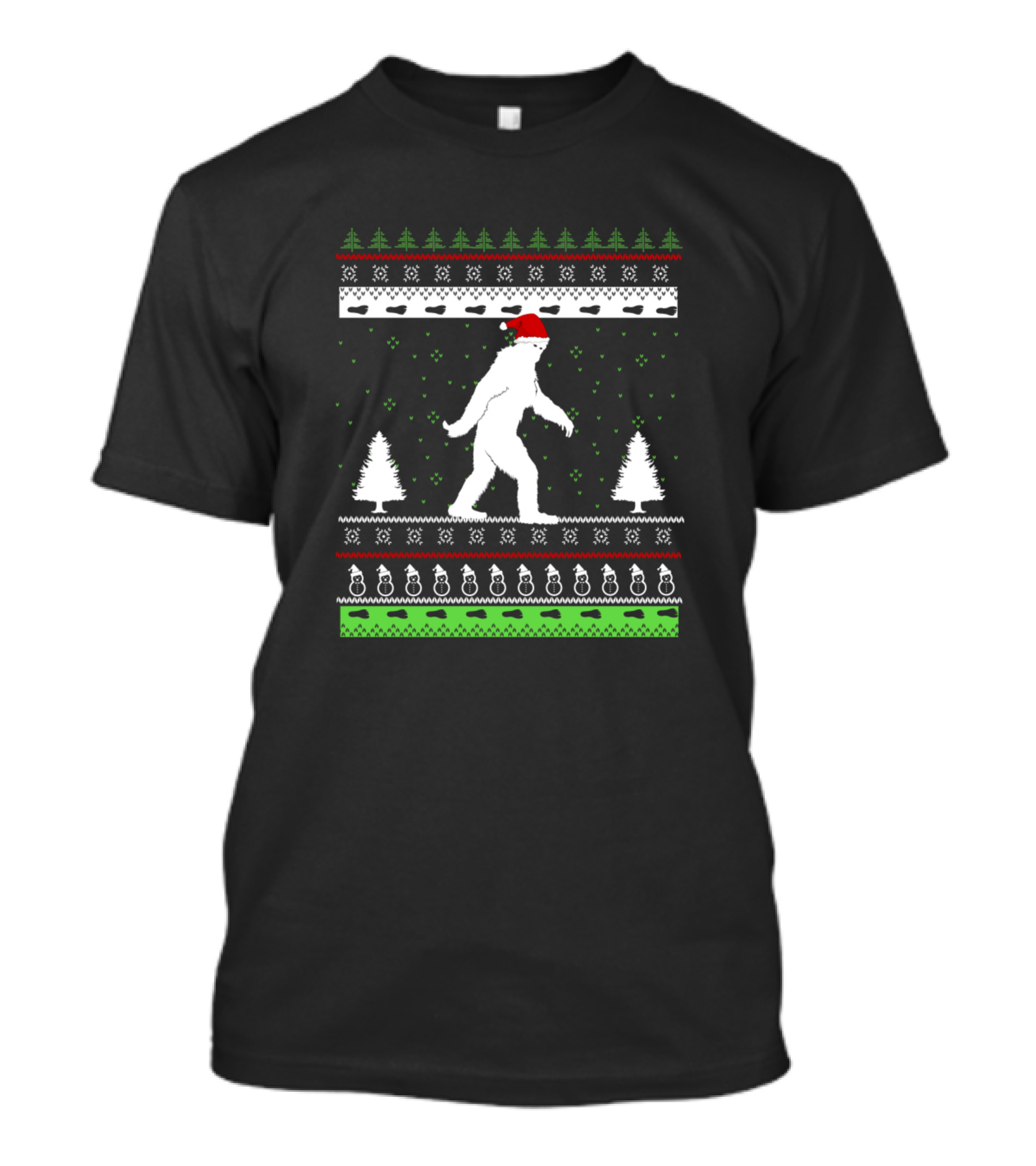 Believe In Santa Bigfoot Sasquatch Ugly Christmas T-Shirt