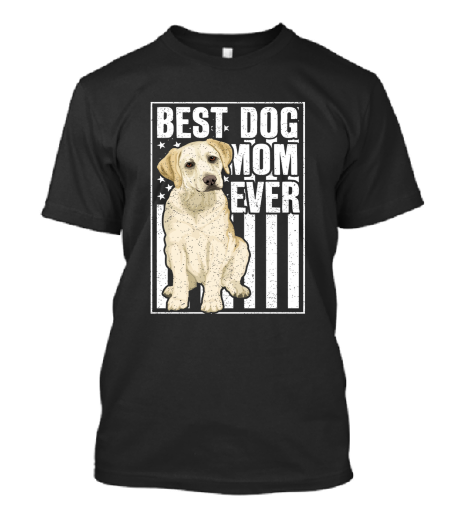 Best Dog Mom Ever Yellow Labrador USA Flag T-Shirt