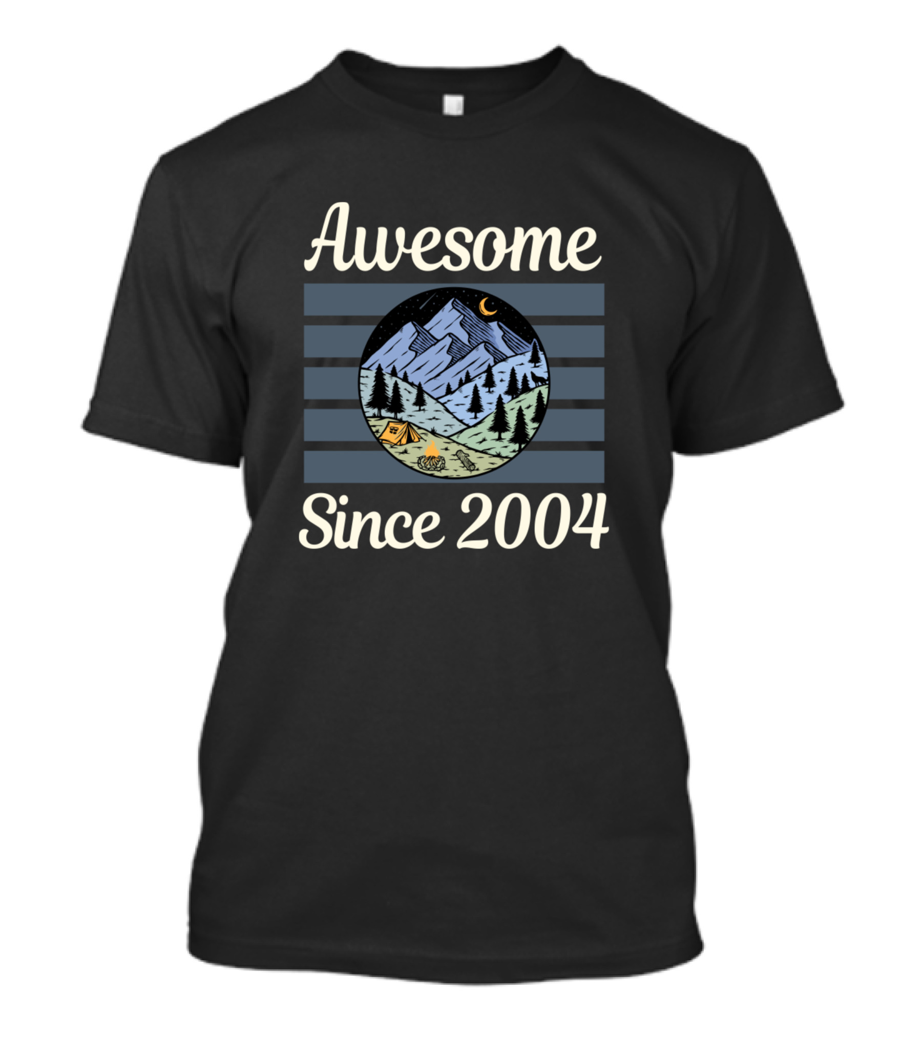 Awesome Since 2004 Blue Mountain Camping Scene T-Shirt