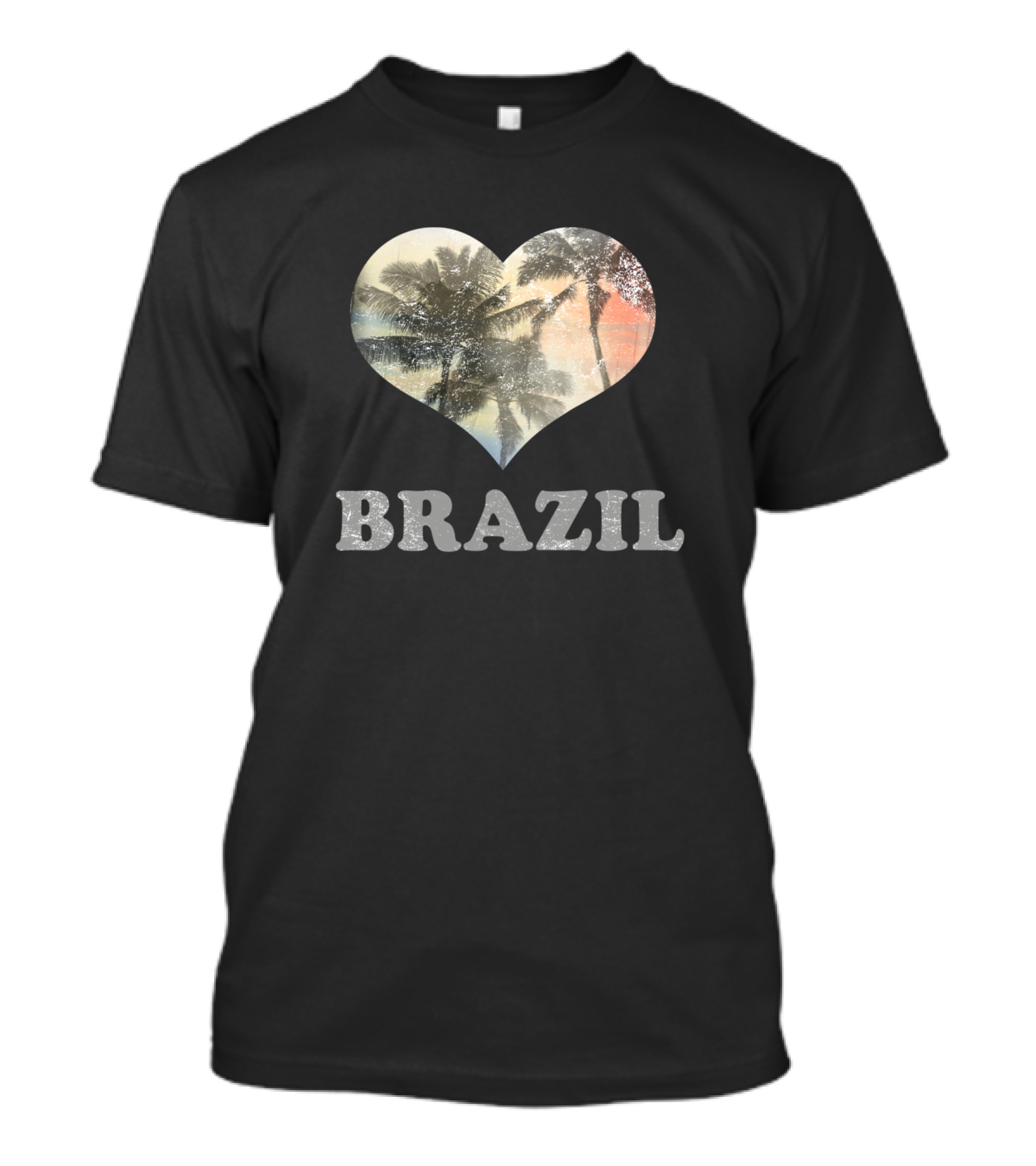 Brazil Heart Palm Tree Vacation Souvenir T-Shirt