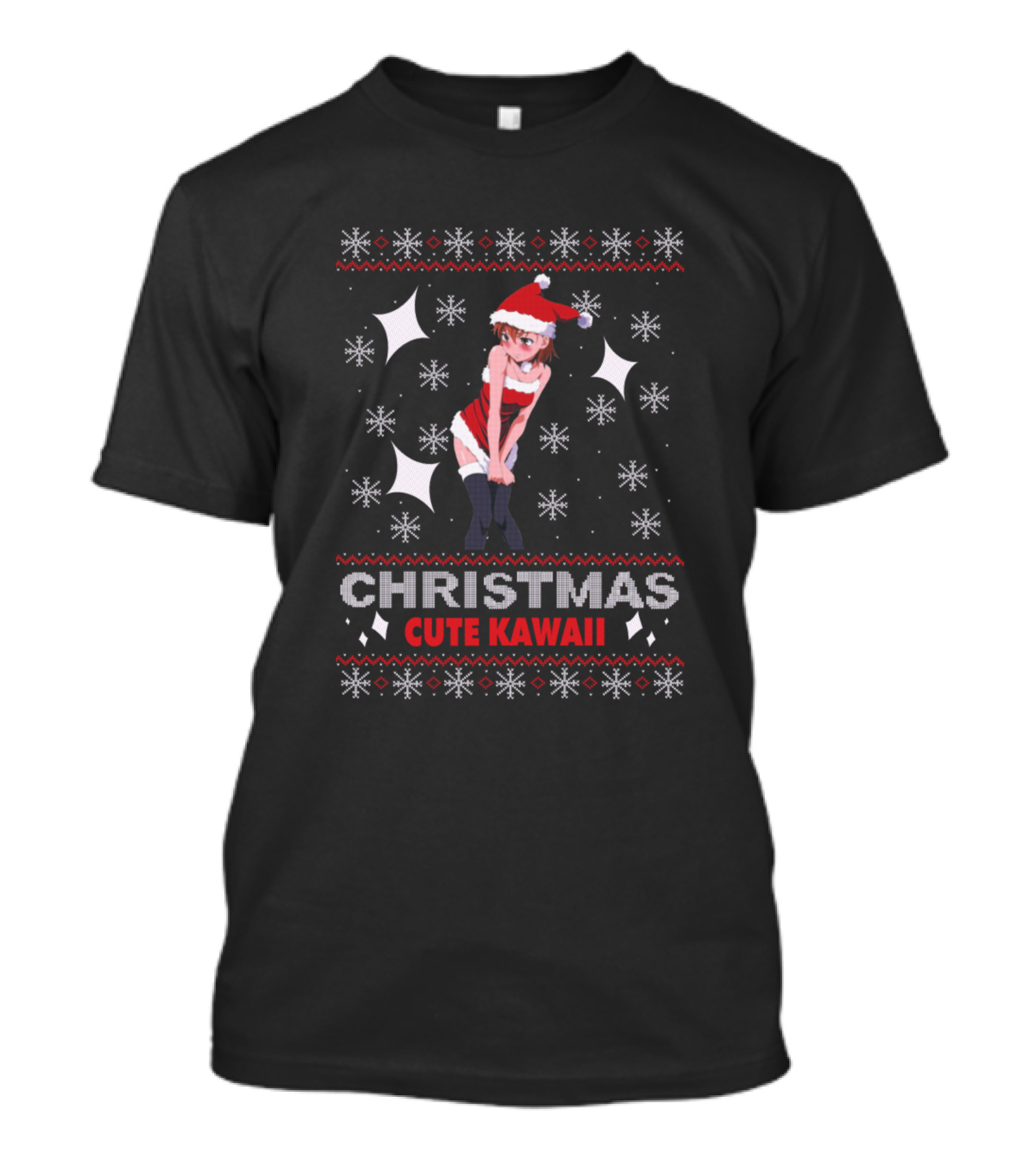 Christmas Cute Kawaii Anime Manga Snowflakes Santa T-Shirt