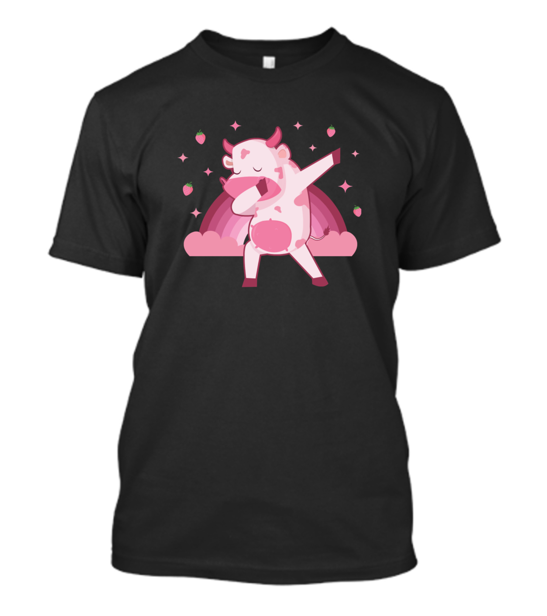 Dabbing Strawberry Cow 216 Salty Heifers Farm Rainbow And Stars T-Shirt