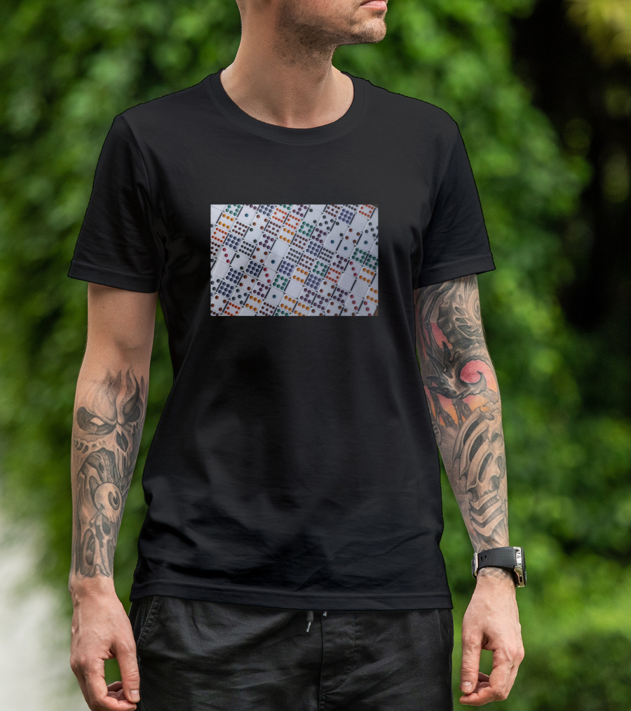 Dominos Colorful Patterns Block Arrangement Game Piece Geometric T-Shirt