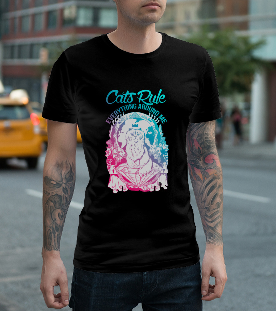 Cats Rule Everything Around Me Dual Color Regal Feline T-Shirt