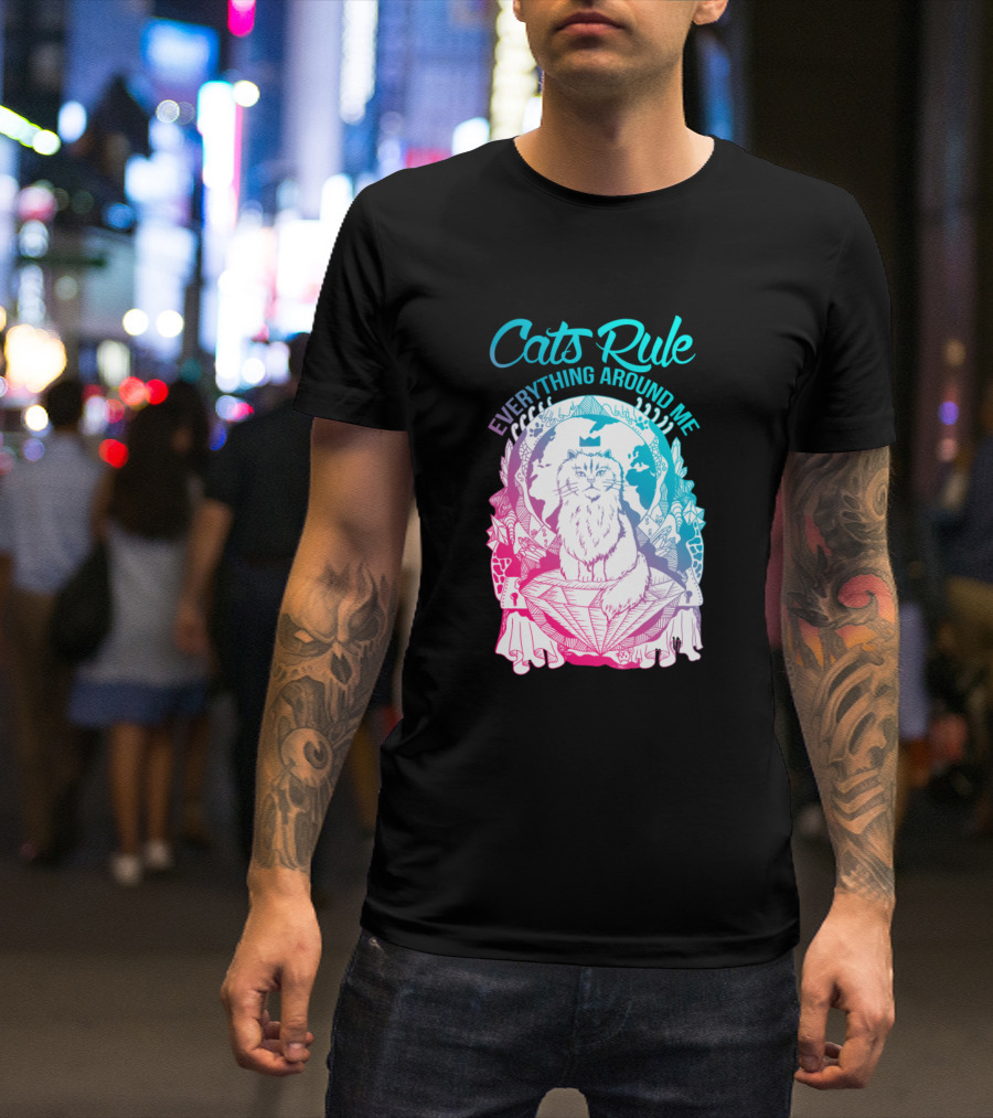 Cats Rule Everything Around Me Dual Color Regal Feline T-Shirt