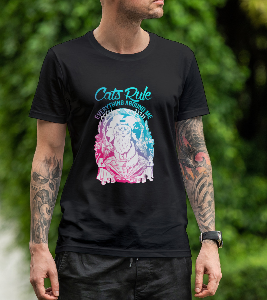 Cats Rule Everything Around Me Dual Color Regal Feline T-Shirt