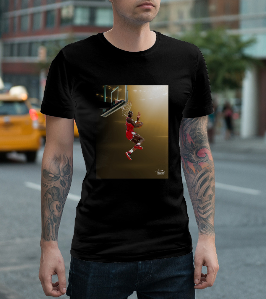 Jumping Action Basketball Icon in Chicago Arena T-Shirt