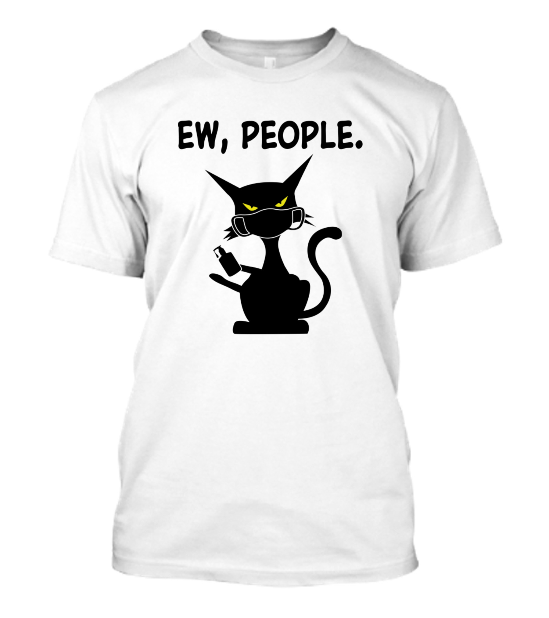 Ew People Funny Cat Wearing A Face Mask Holding A Charging Cable T-Shirt