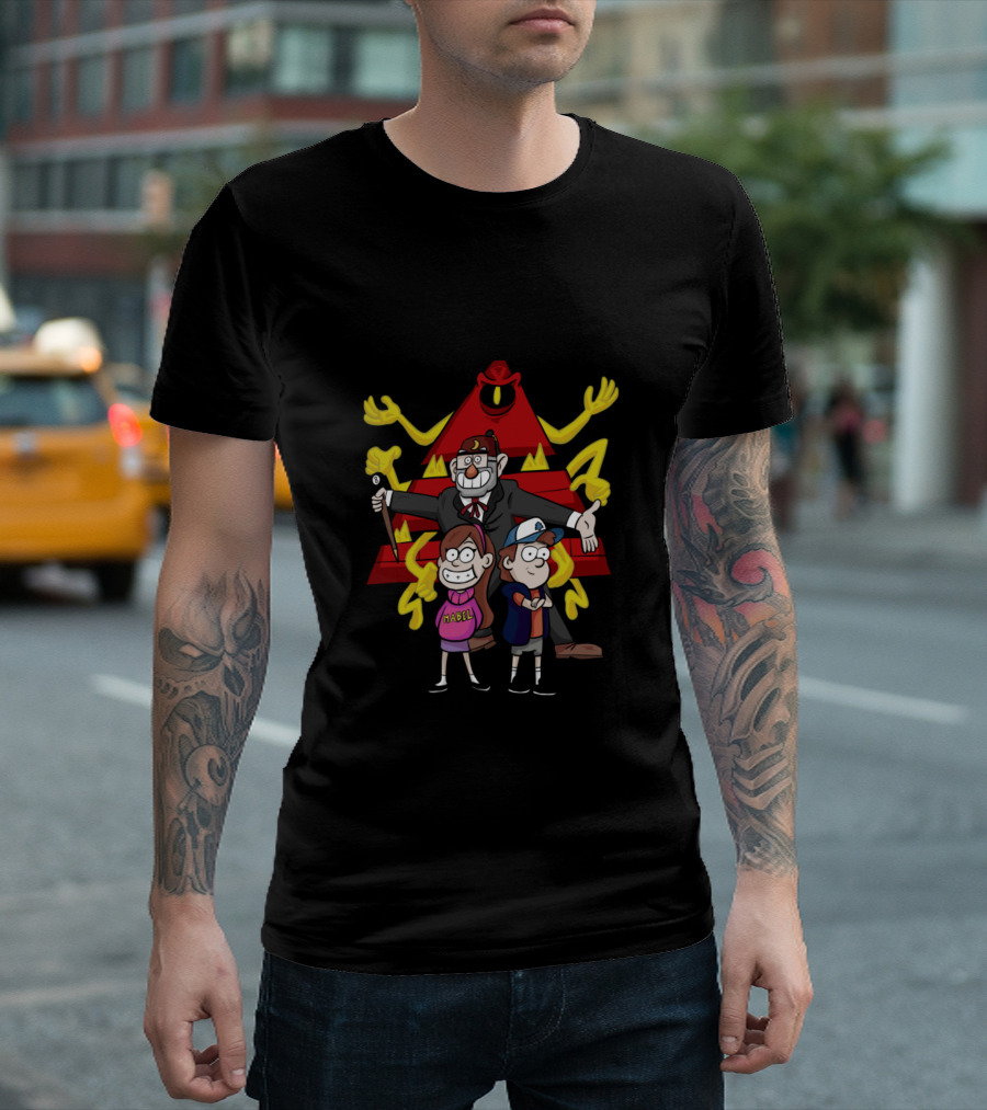 Gravity Falls Bill Cipher And Mystery Shack Crew Adventures T-Shirt