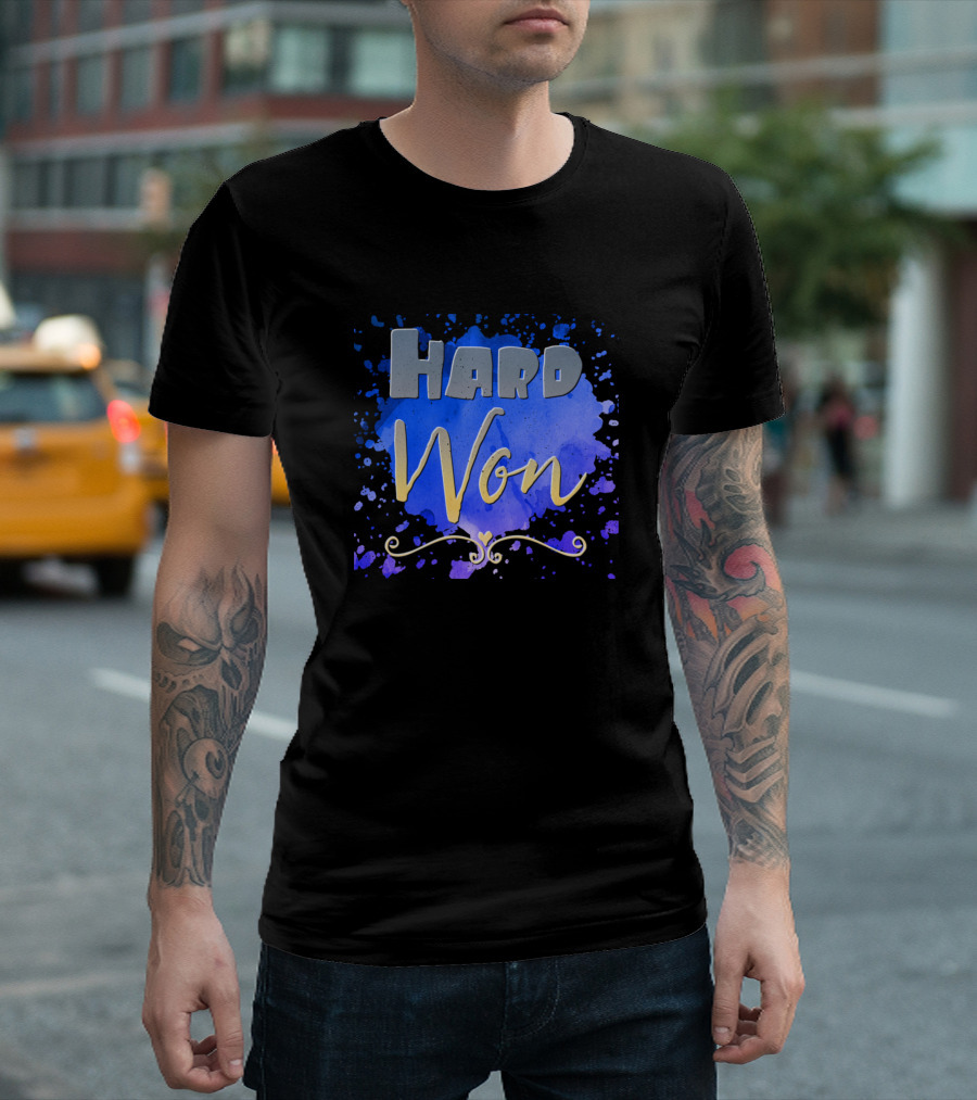 HARD WON Blue And Gold Splatter T-Shirt