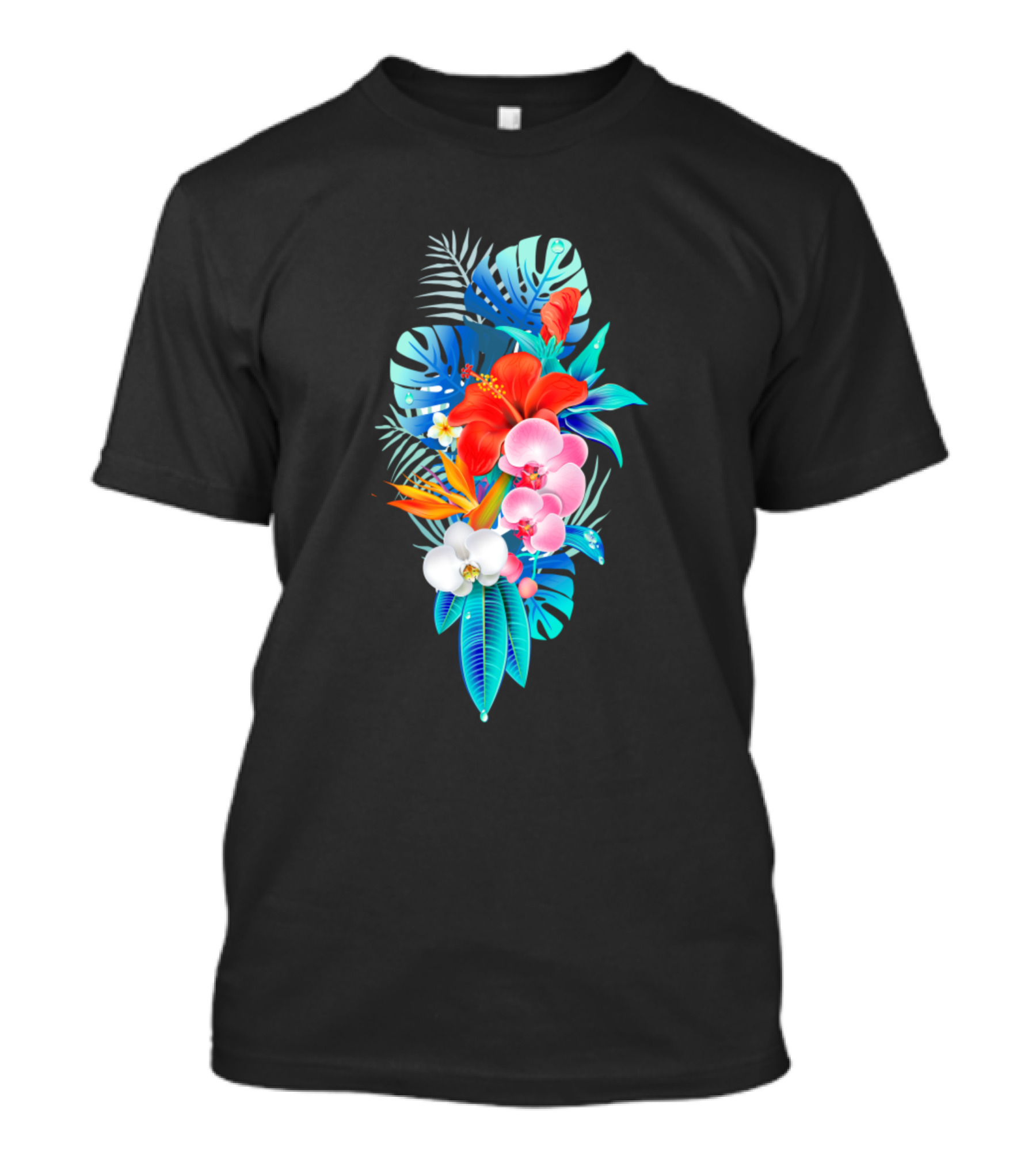 Hawaiian Island Tropical Flowers And Leaves T-Shirt