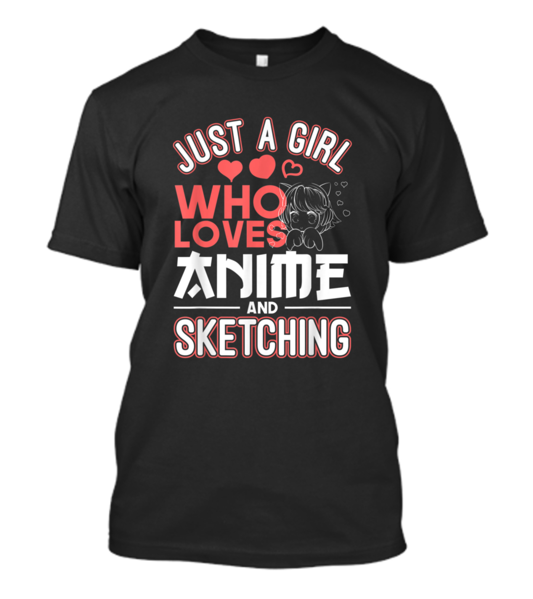 Just A Girl Who Loves Anime And Sketching Manga Hearts T-Shirt