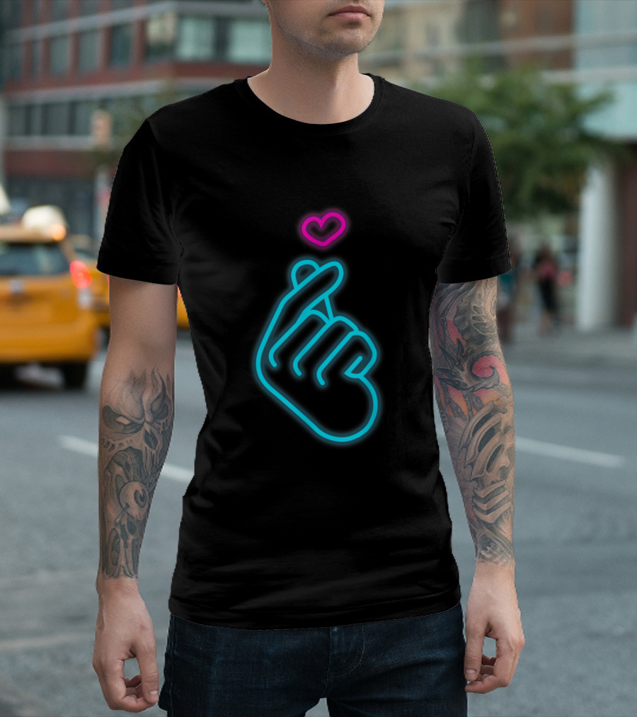 K Pop Finger Heart Neon Symbol Korean T-Shirt