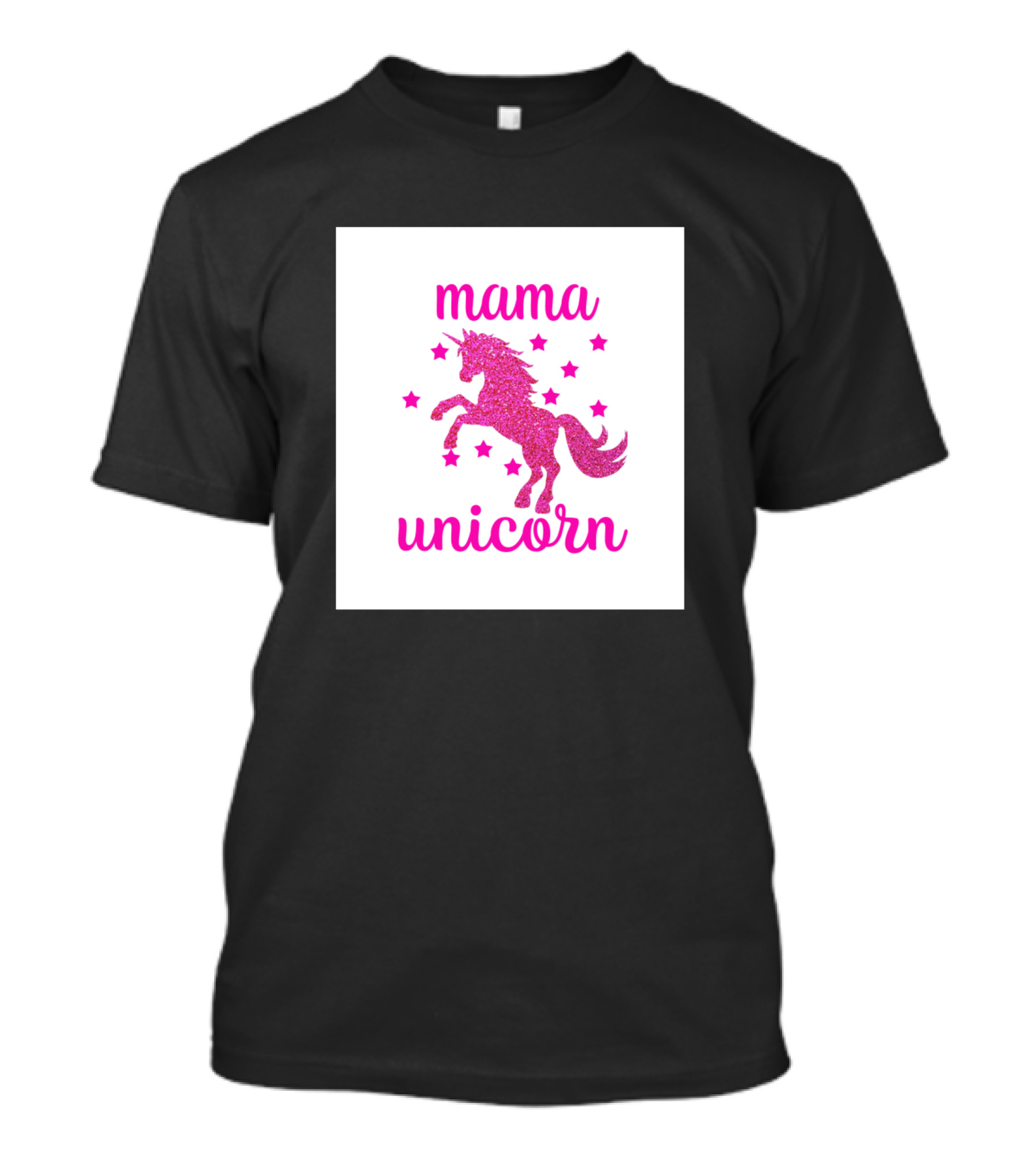 Mama Unicorn Pink Glitter Stars Magical Mom T-Shirt