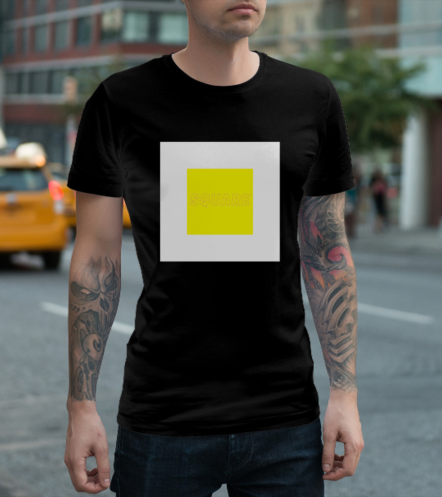 Square Minimalist Yellow White Block T-Shirt