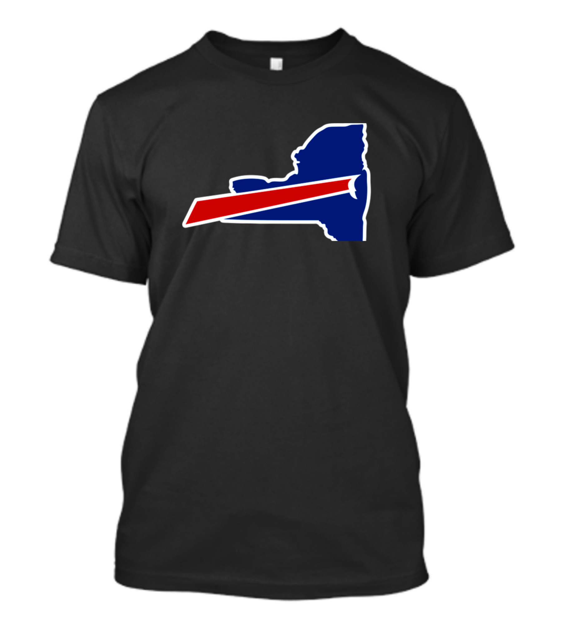 Ny Bills State Outline Red White Blue T-Shirt