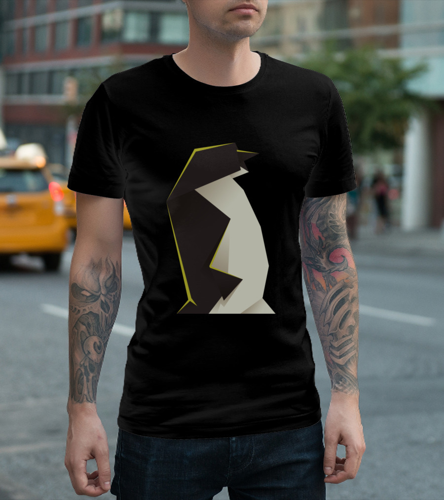 White And Black Geometric Origami Penguin Abstract T-Shirt