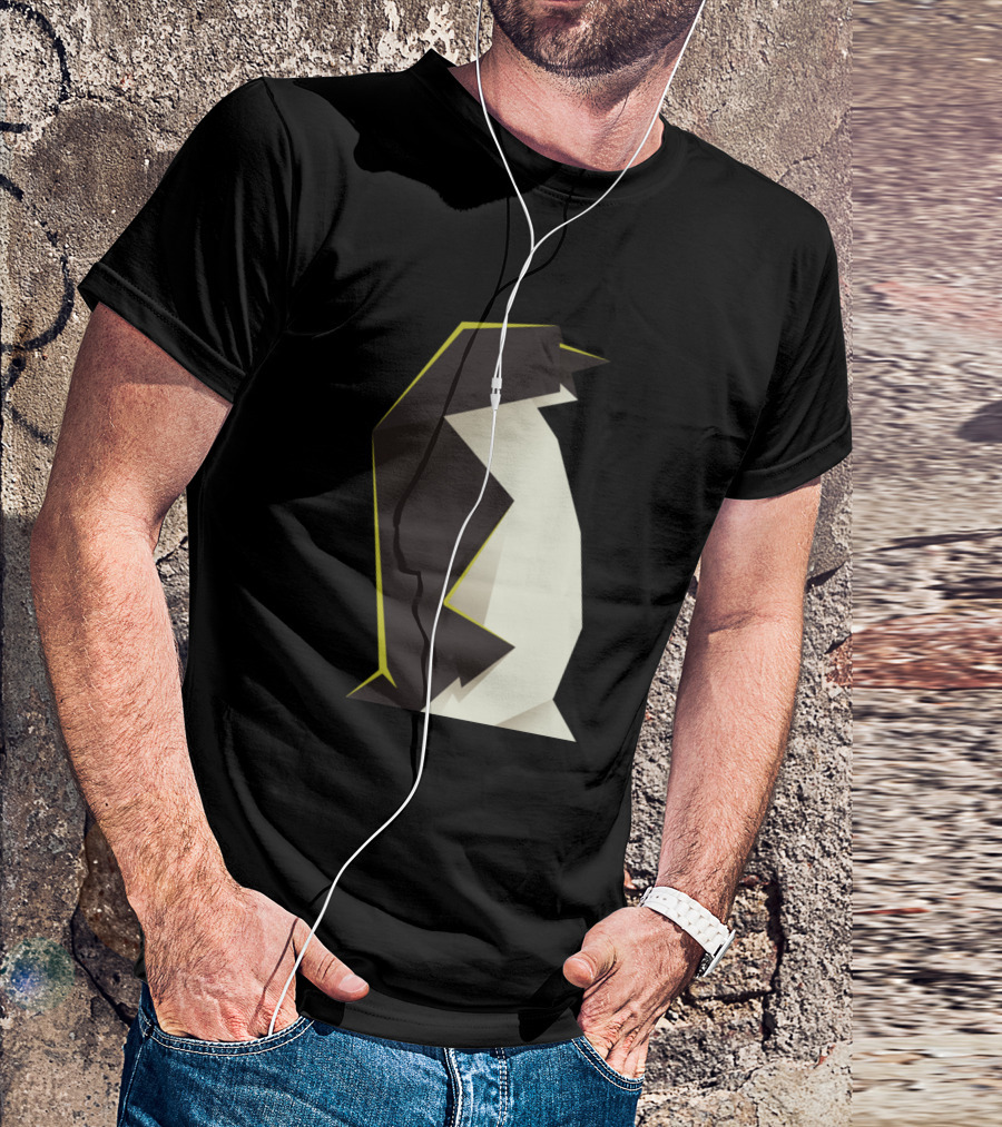 White And Black Geometric Origami Penguin Abstract T-Shirt