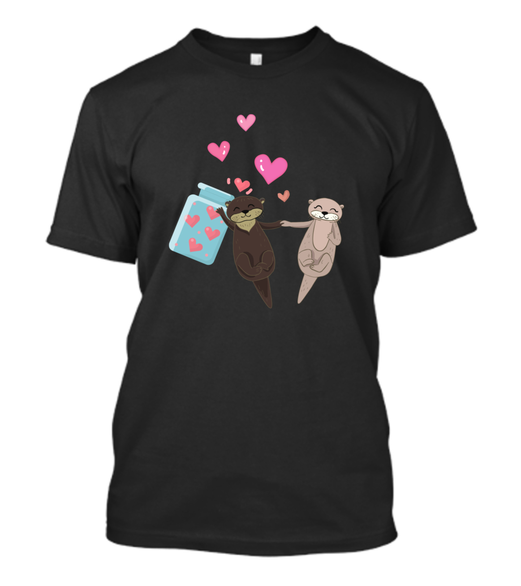 Otters Cool Love Hearts Jar Floating Romance T-Shirt