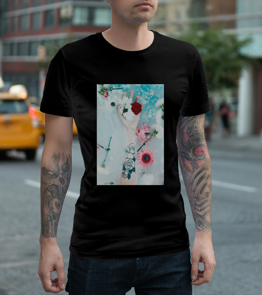 Tattoo Arm With Roses In Milk Bath With Flowers T-Shirt