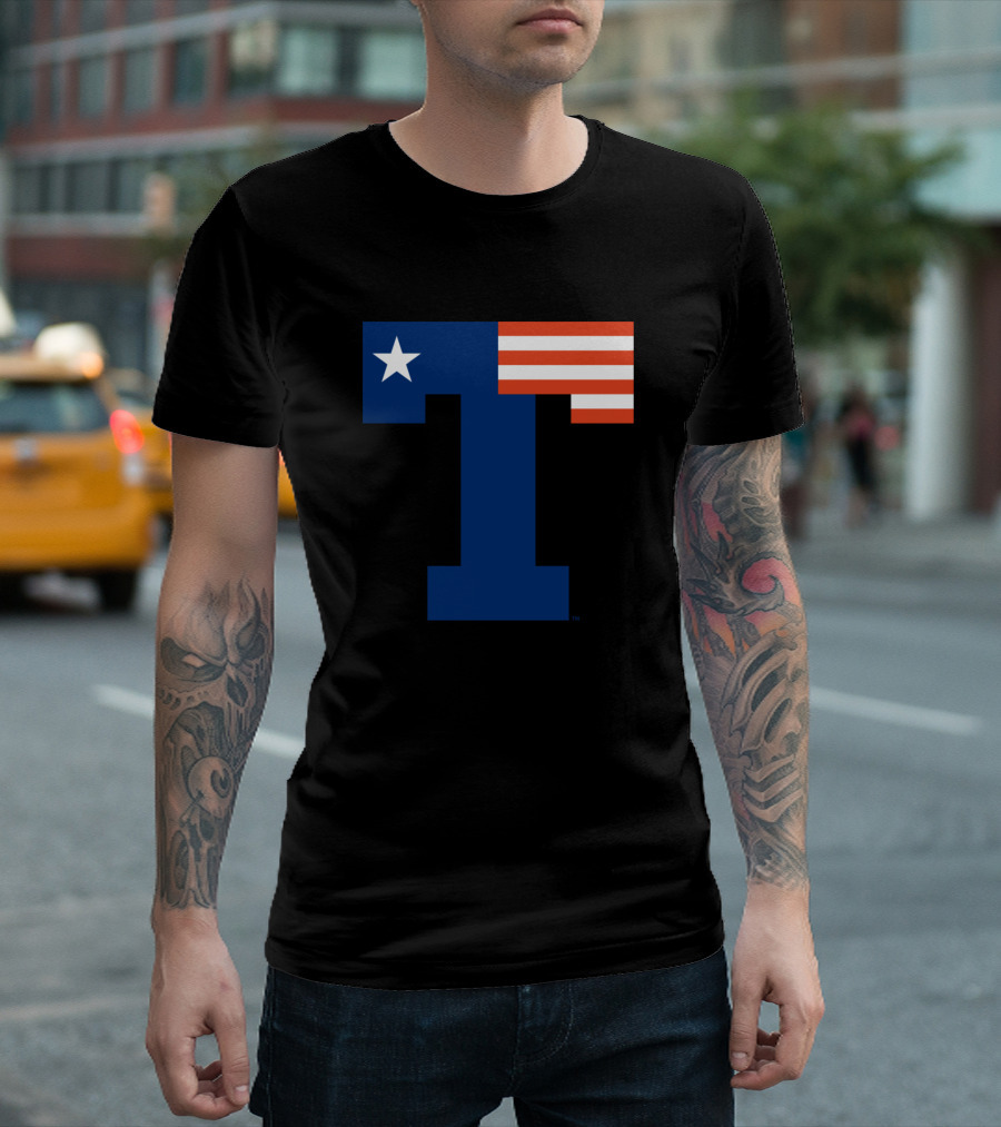 Tyler Patriots T Logo with Star and Stripes T-Shirt