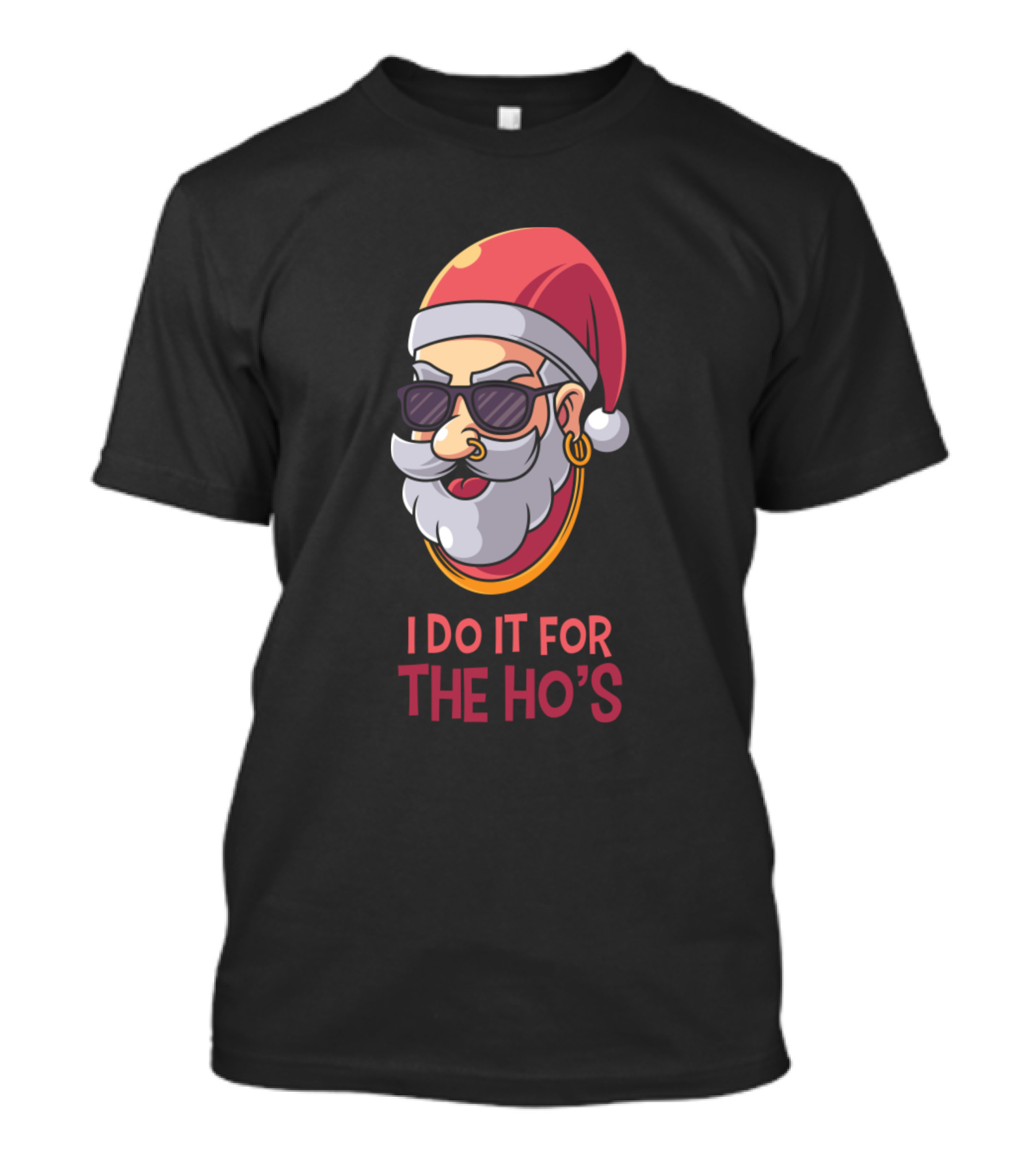 Ugly Christmas Vintage Santa Claus I Do It For The Ho's T-Shirt