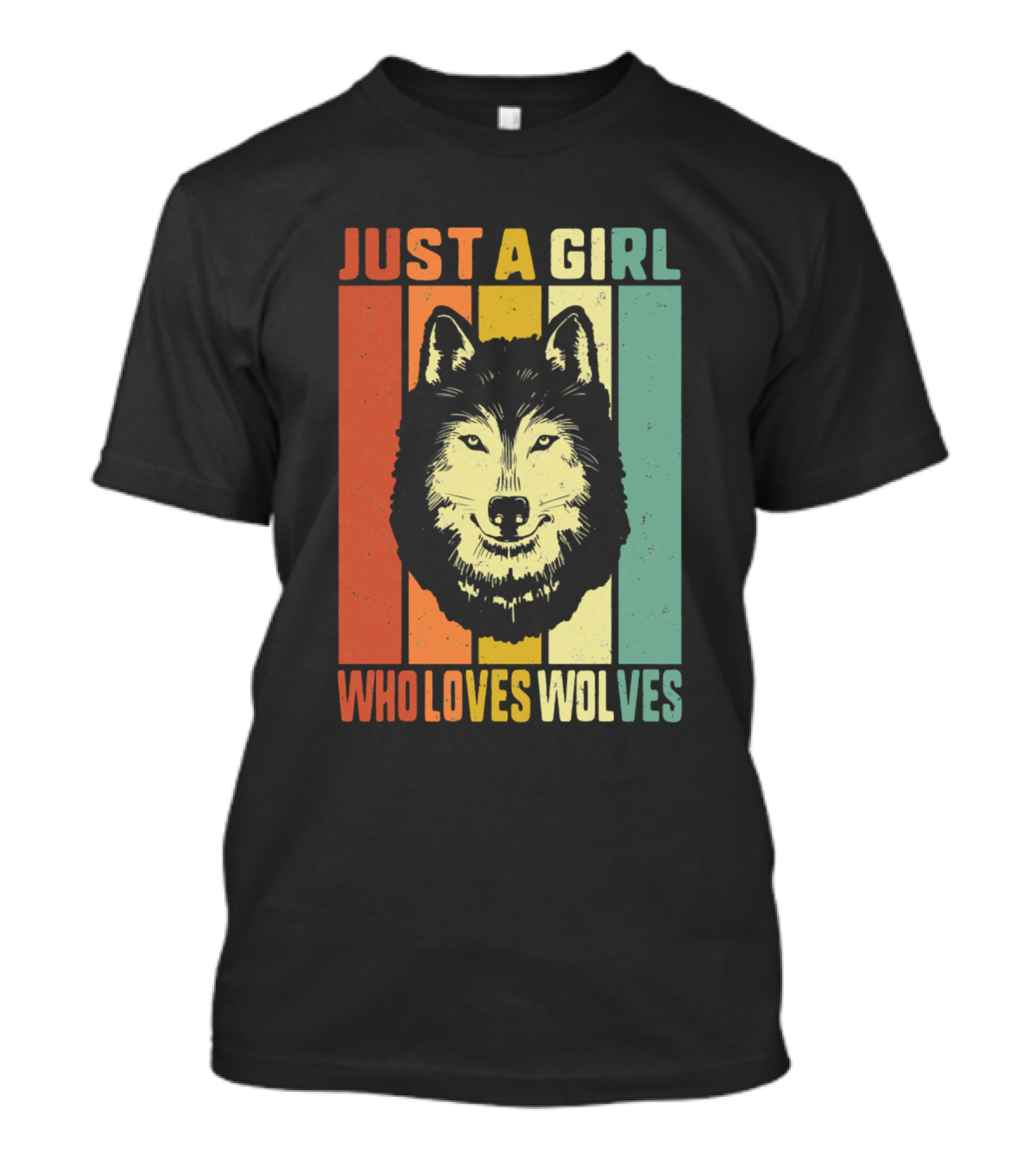 Just A Girl Who Loves Wolves Retro Wolf T-Shirt