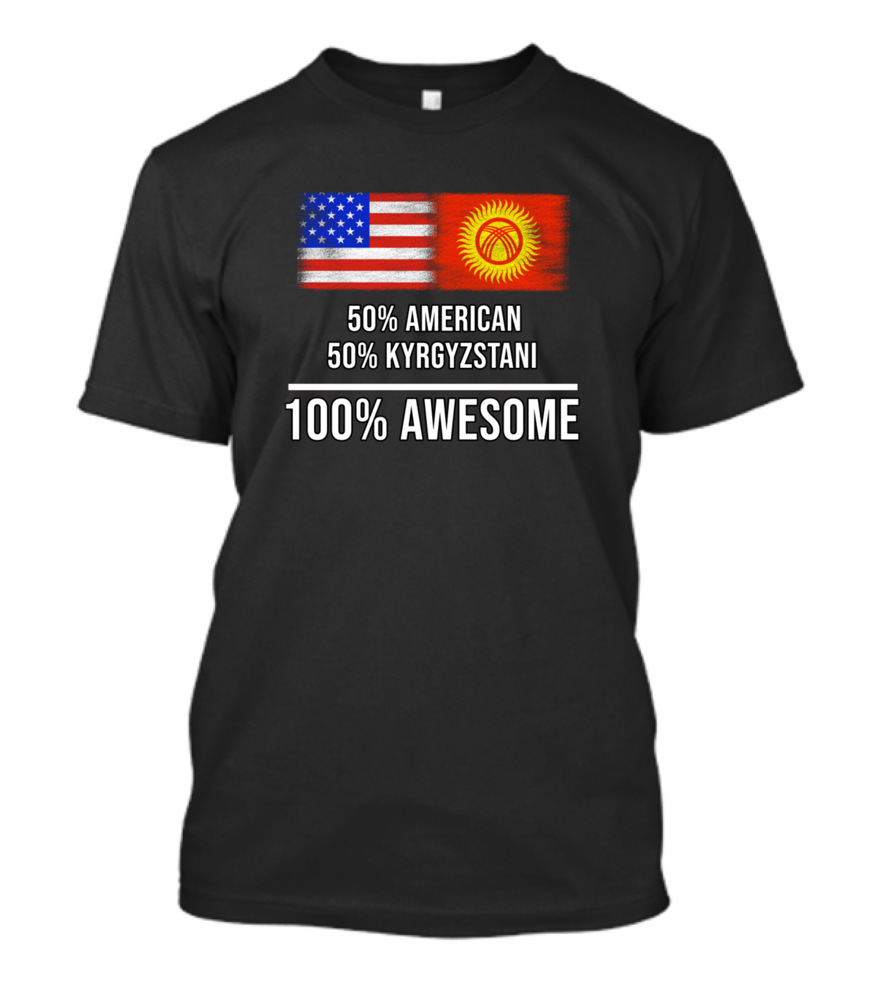 50 American 50 Kyrgyzstani 100 Awesome With US And Kyrgyzstan Flags T-Shirt